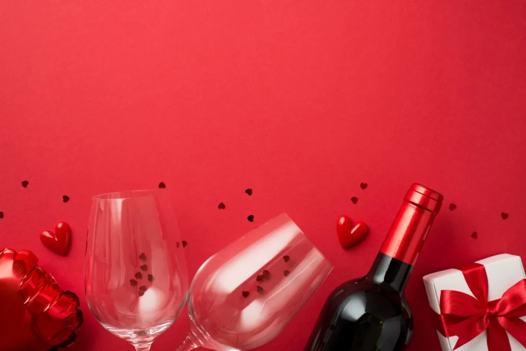 wine and gifts in valentine week