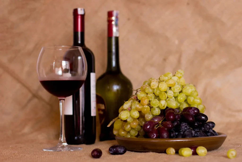 Green grapes with Malbec Red wine
