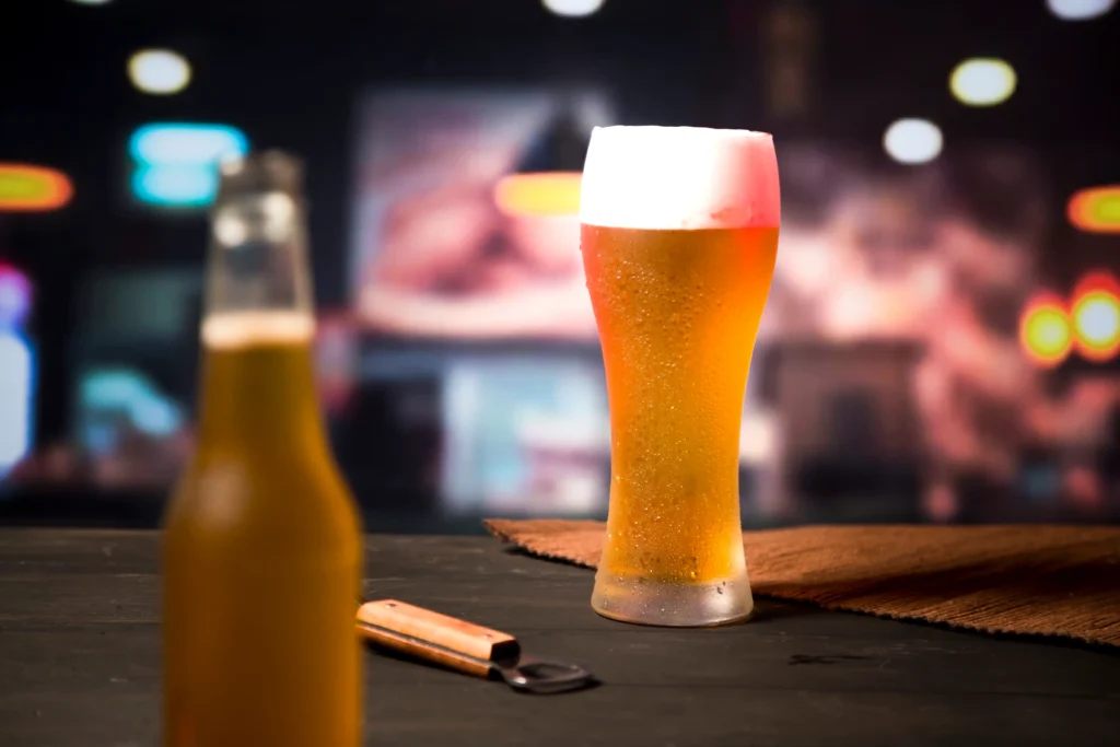 drafted beer and bottled bottle