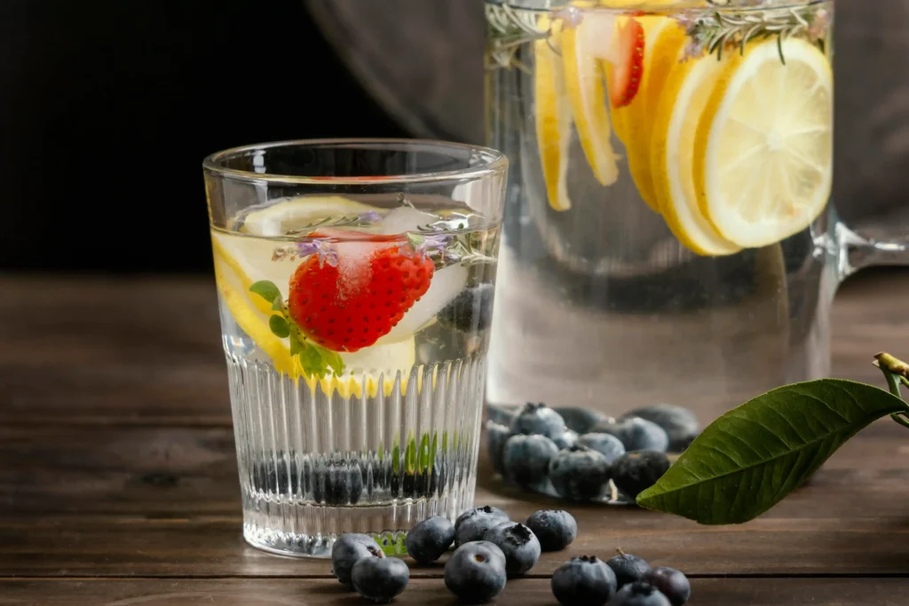 healthy vodka glass arrangement