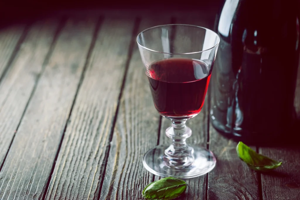 Red wine glass bottle