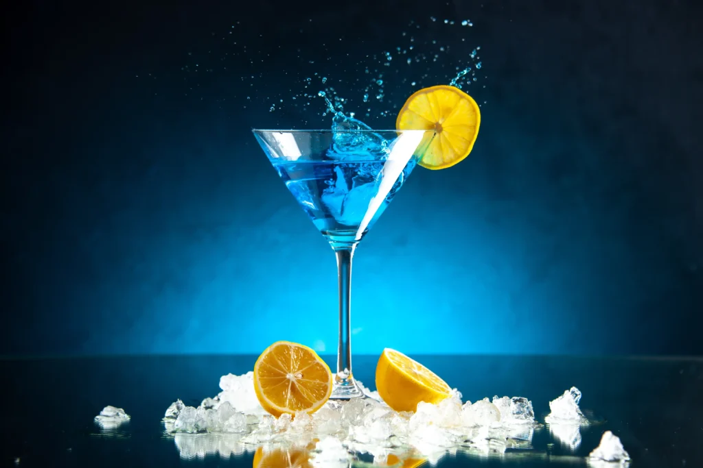 vodka glass goblet with lemons