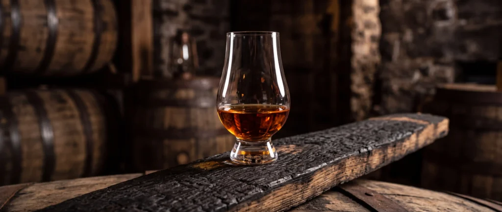 glass on charcoal aged barrel