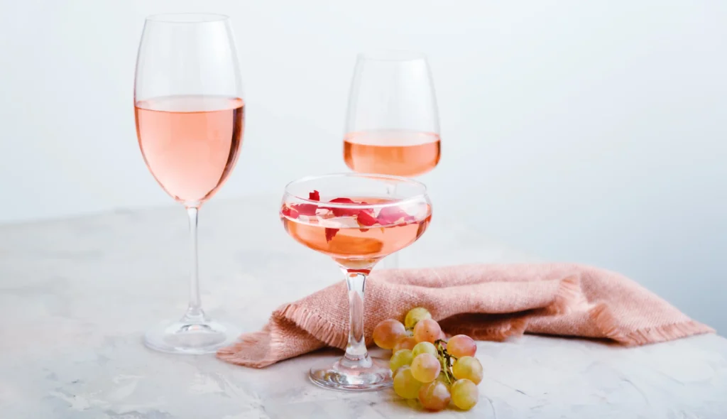 rose wine in different glasses