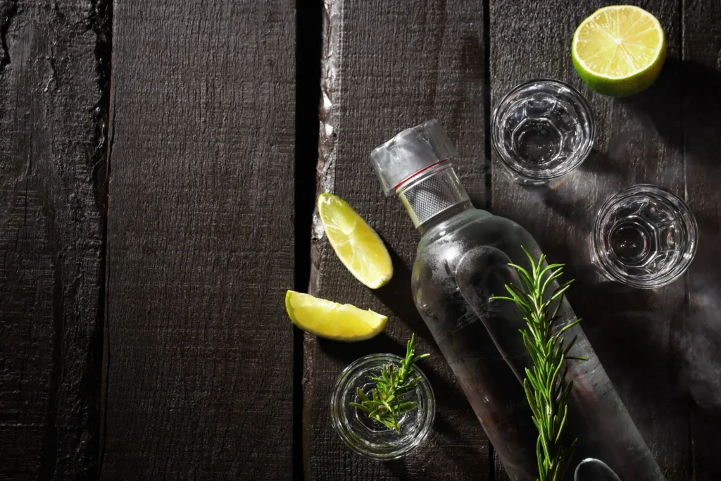 vodka glass with Lemons