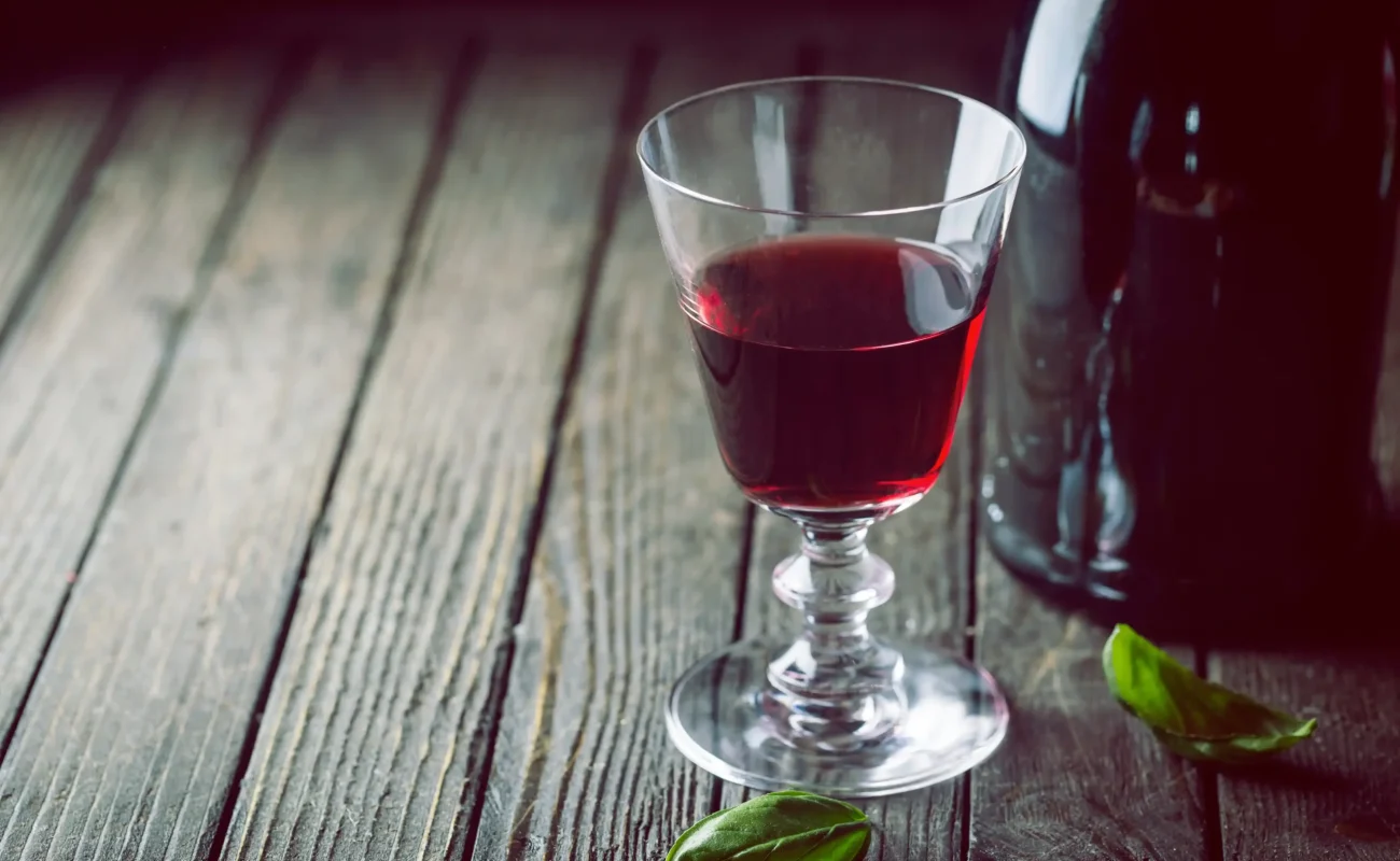 Red wine glass bottle