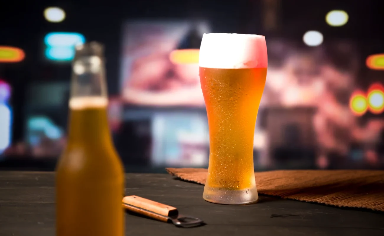 drafted beer and bottled bottle