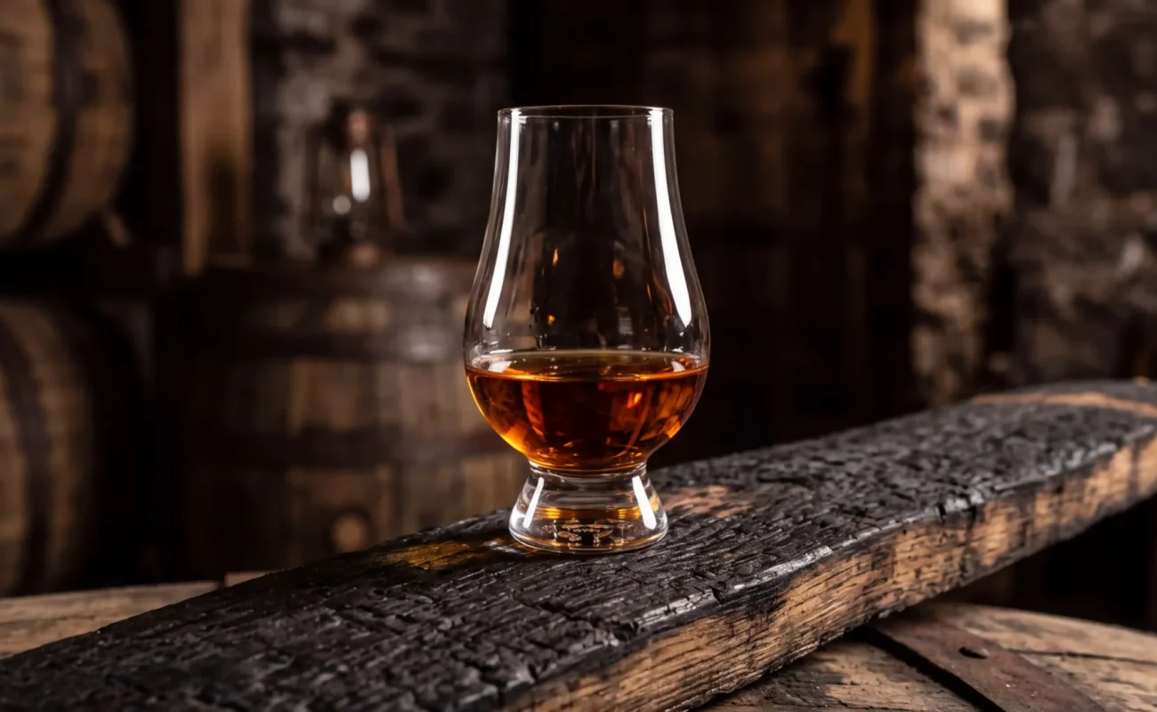 glass on charcoal aged barrel