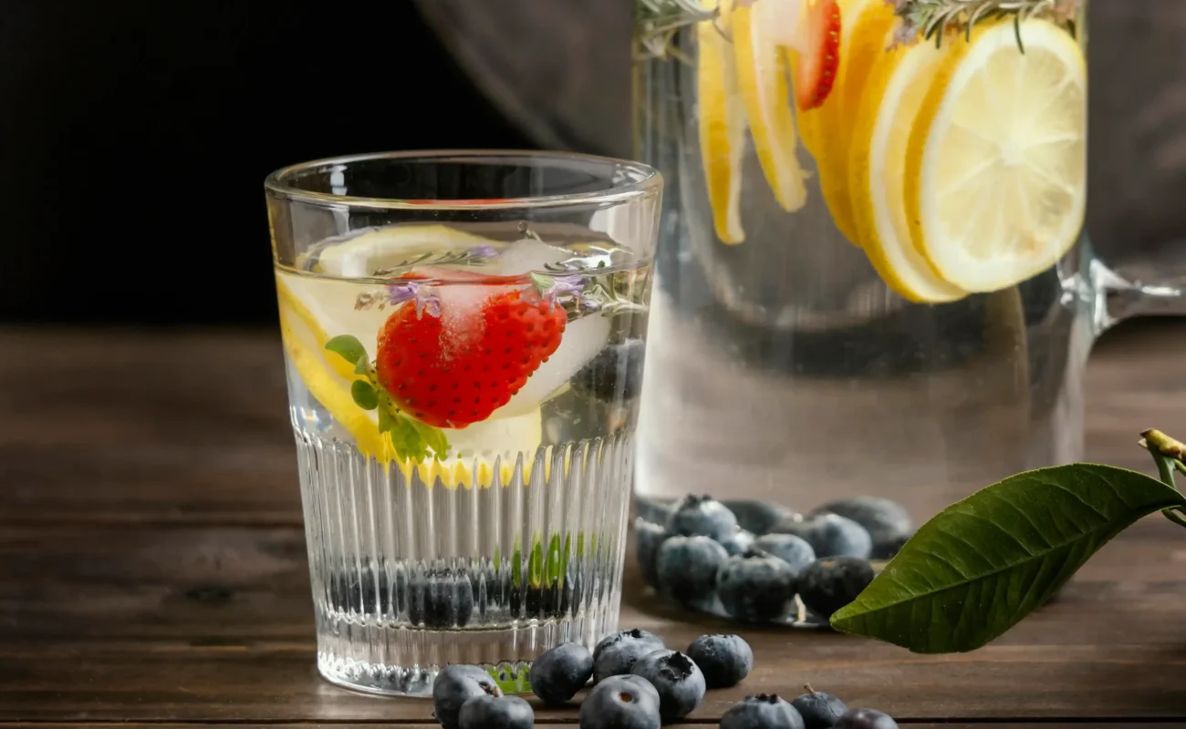 healthy vodka glass arrangement