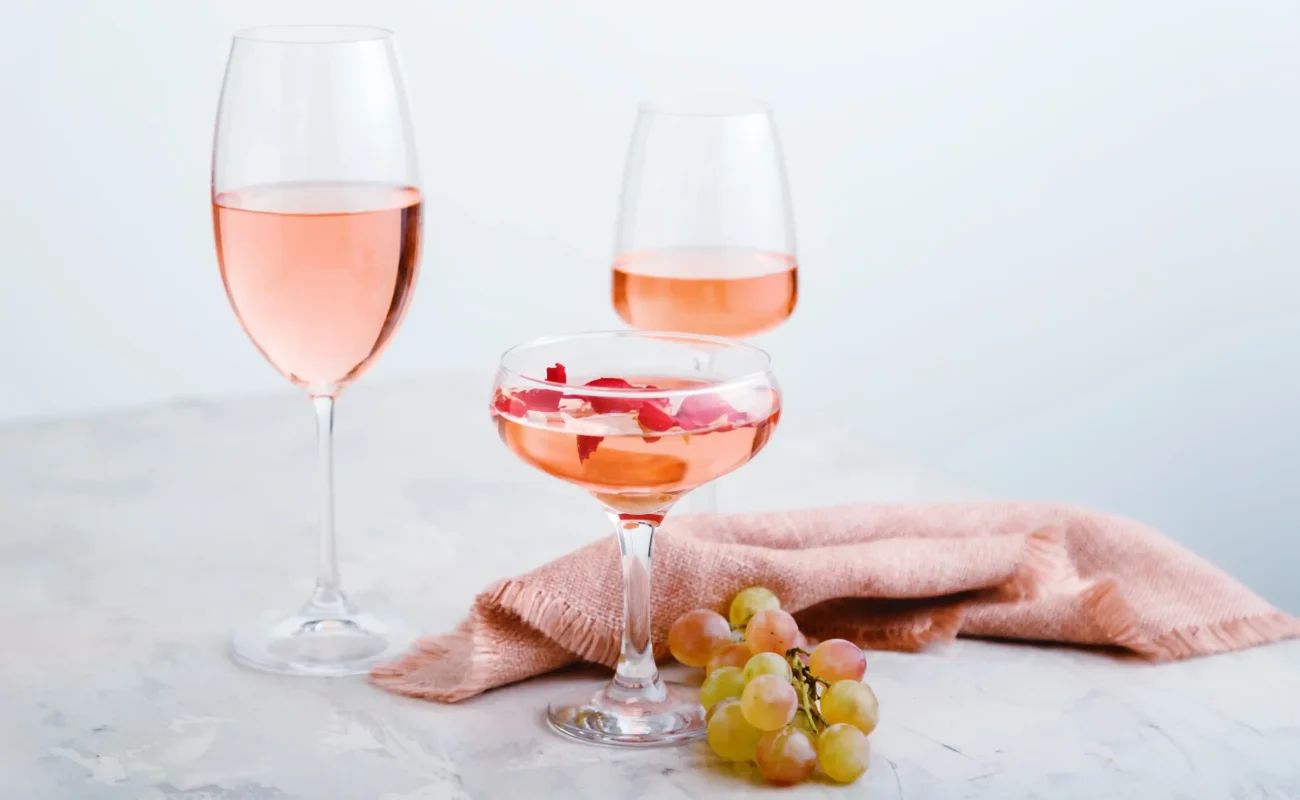 rose wine in different glasses