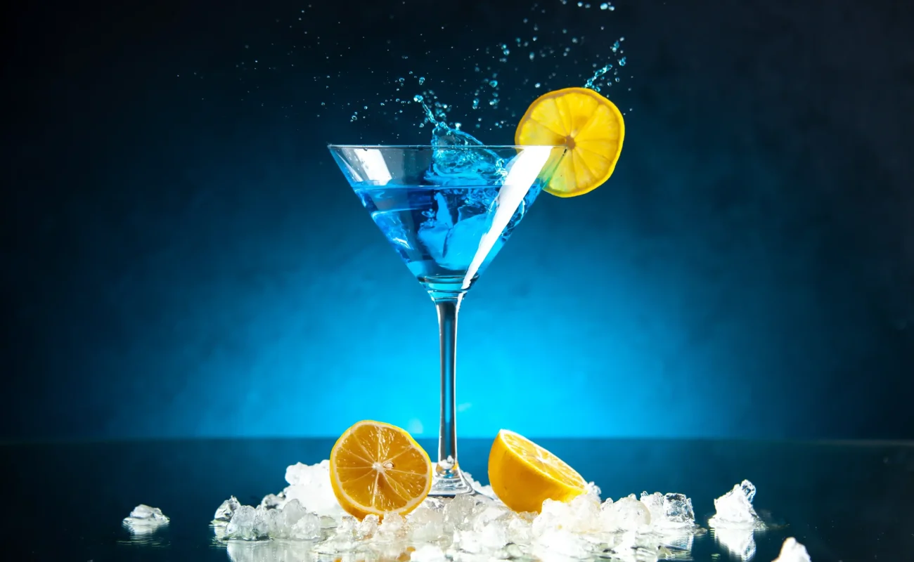 vodka glass goblet with lemons