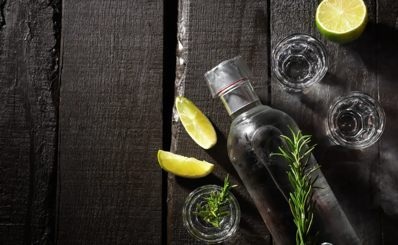 vodka glass with Lemons