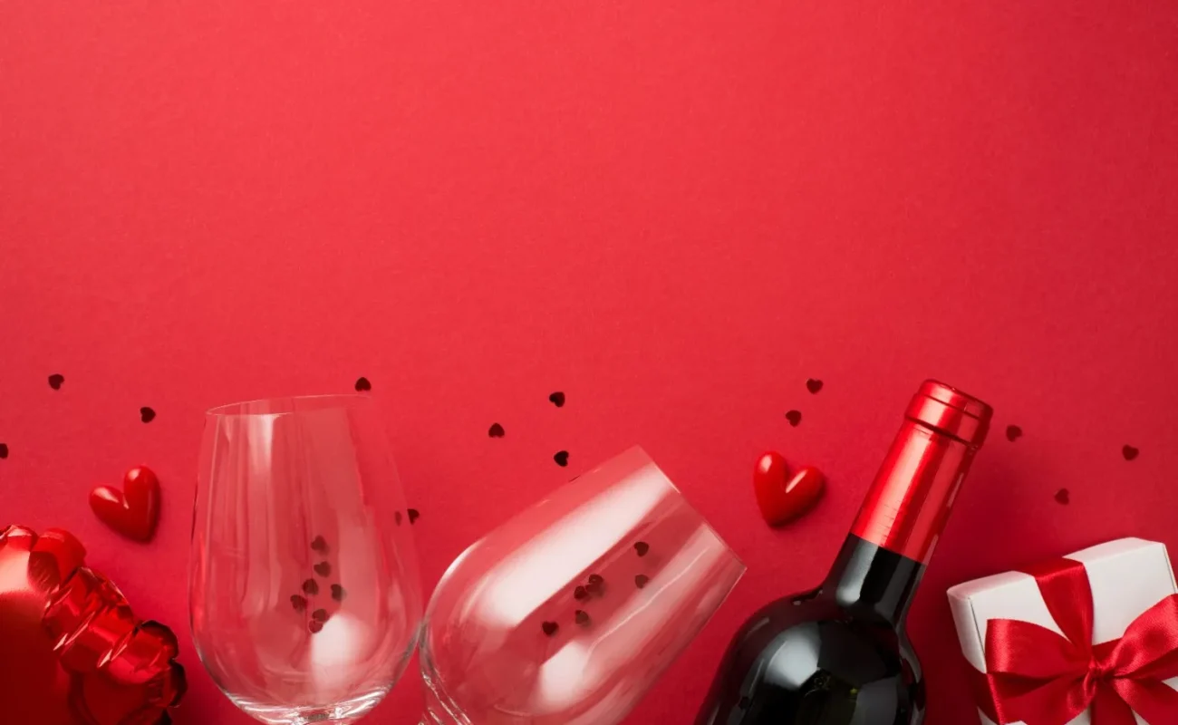 wine and gifts in valentine week